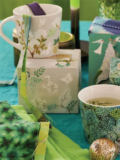 Next Designers Guild Set of 4 Celadon Fleur Orientale Mugs- Buy online at McGrocer