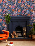 Graham & Brown Blue or Lilac or Tangerine Oopsy Daisy Blue Lilac Wallpaper