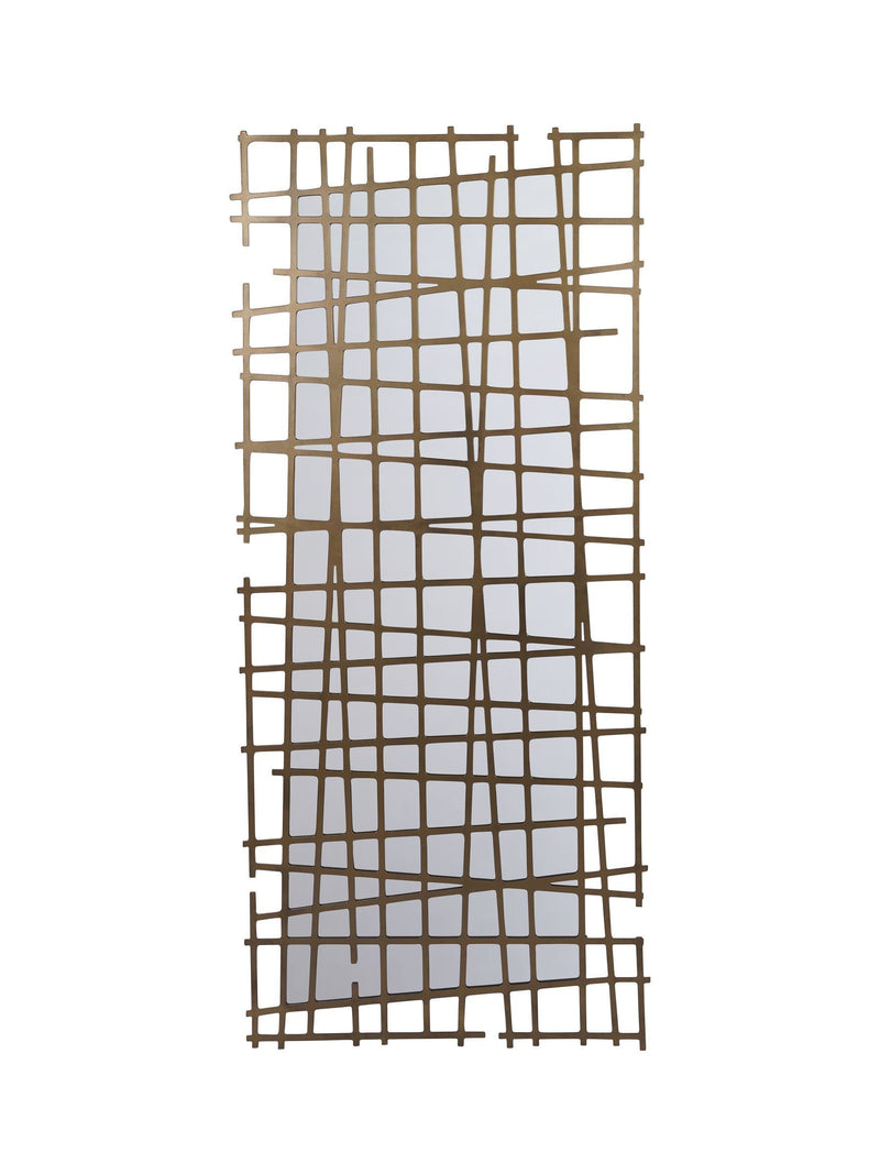 Libra Interiors Gold Lattice Wall Decor Mirror Brass Finish
