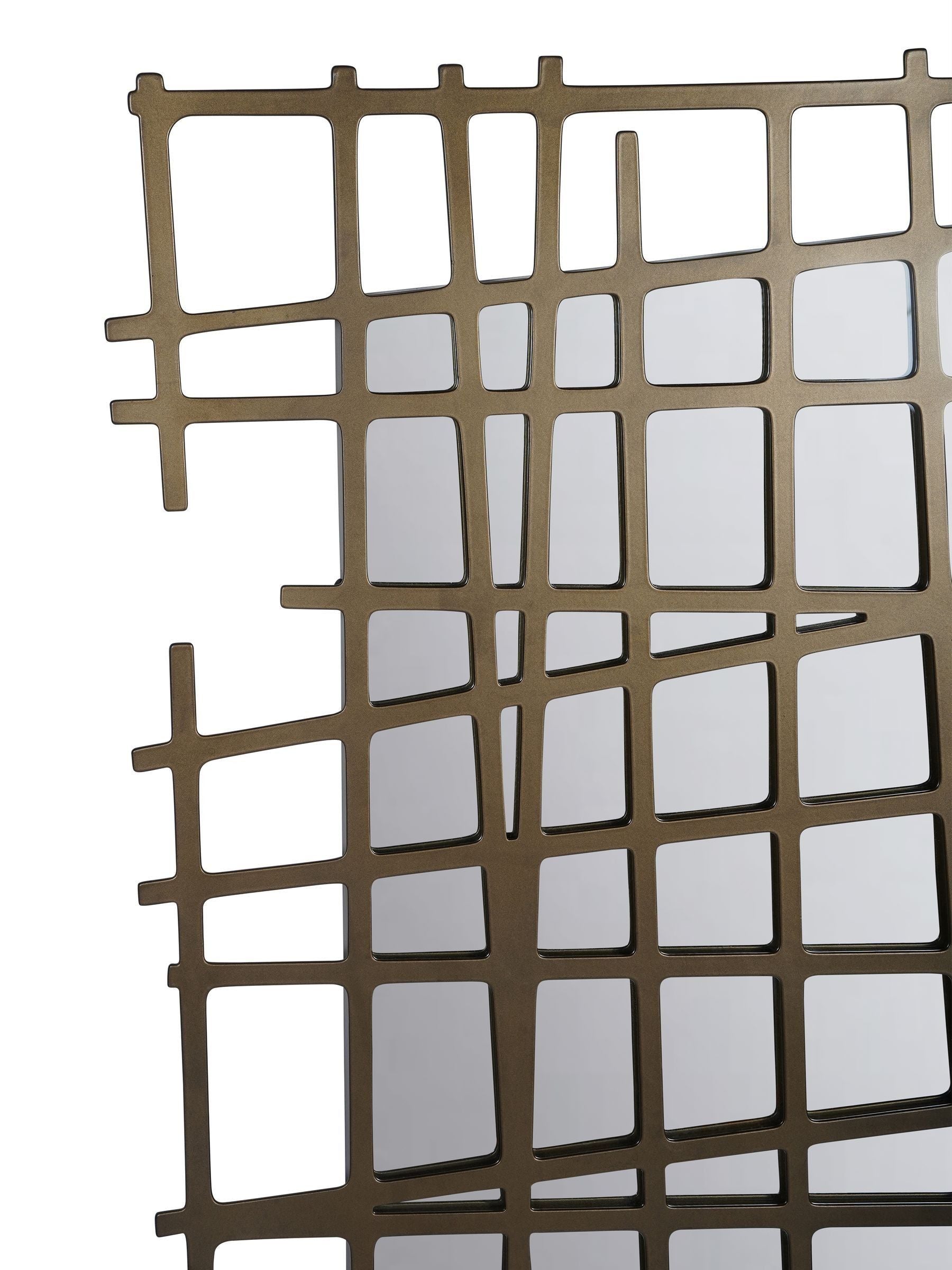 Libra Interiors gold lattice wall mirror brass finish 140cm x 62cm, UK version