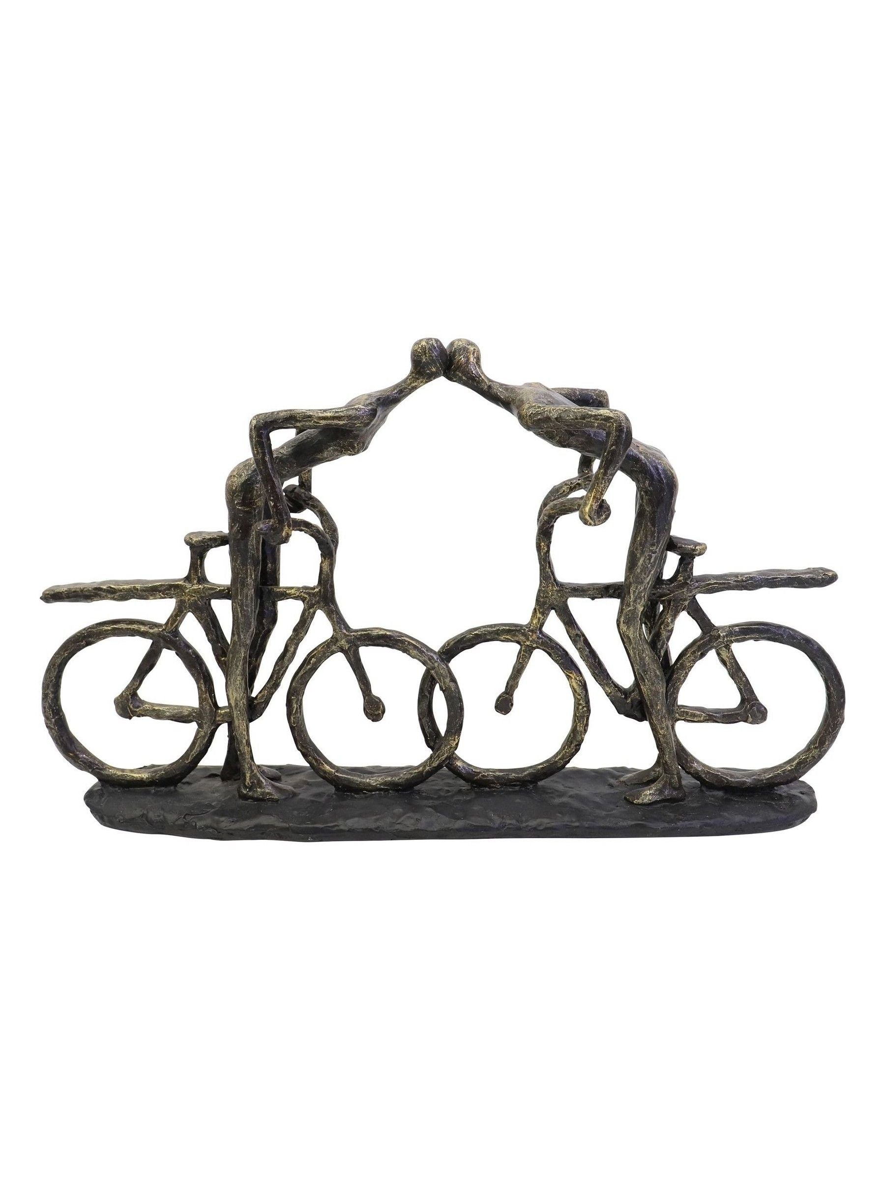 Libra Interiors Bronze Smooching Cyclist Sculpture