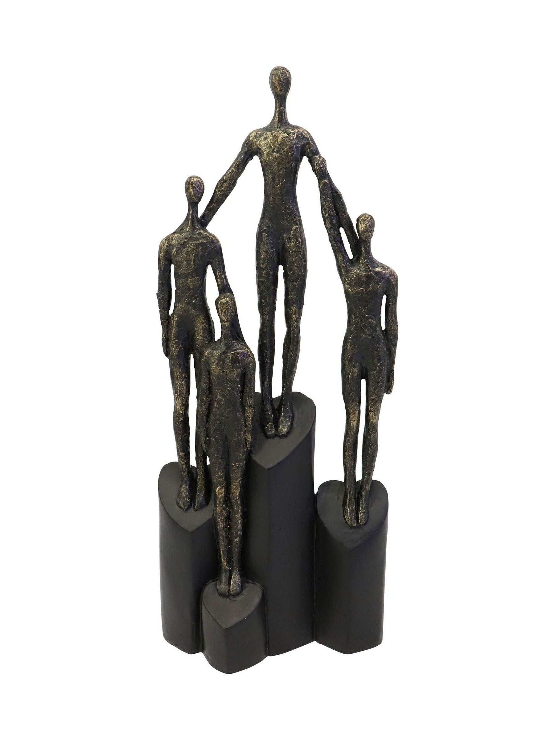Libra Interiors bronze abstract family sculpture on hearts plinth 41.5cm, UK version