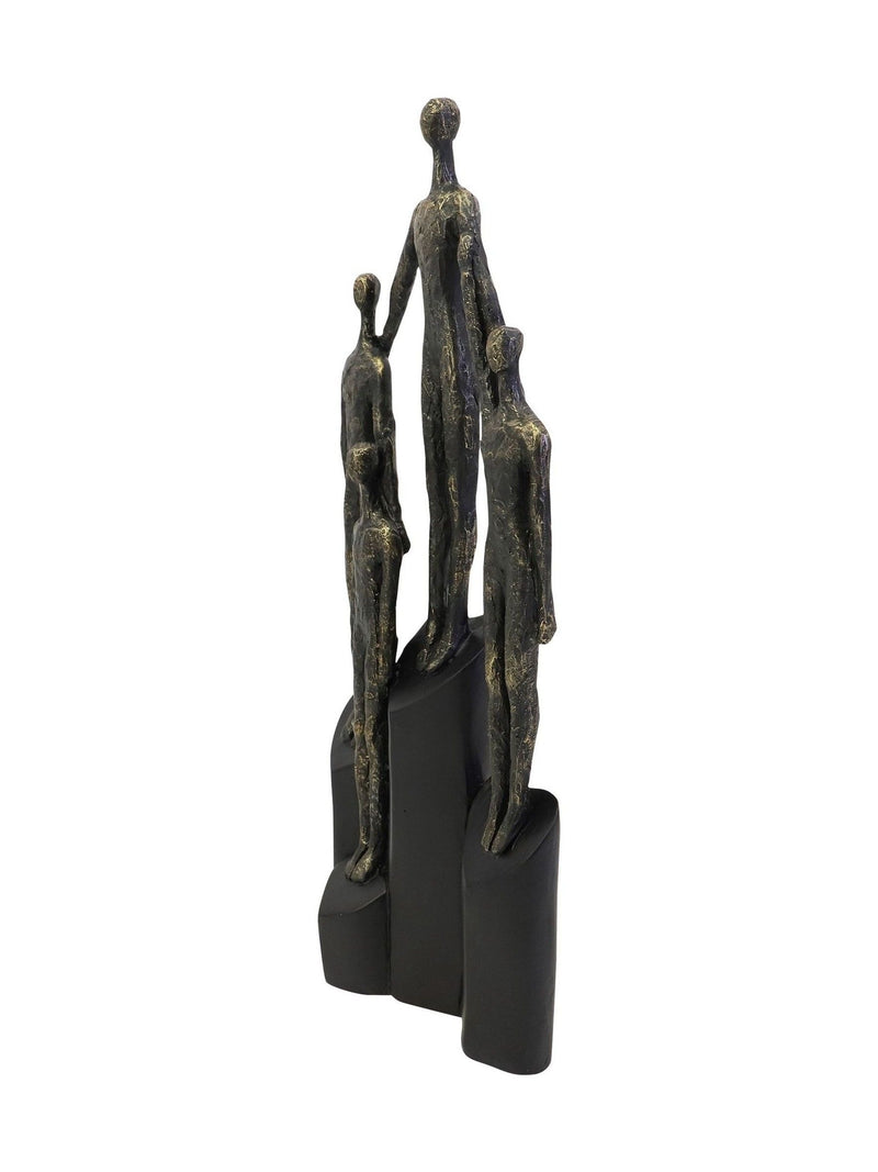 Libra Interiors bronze abstract family sculpture on hearts plinth 41.5cm, UK version