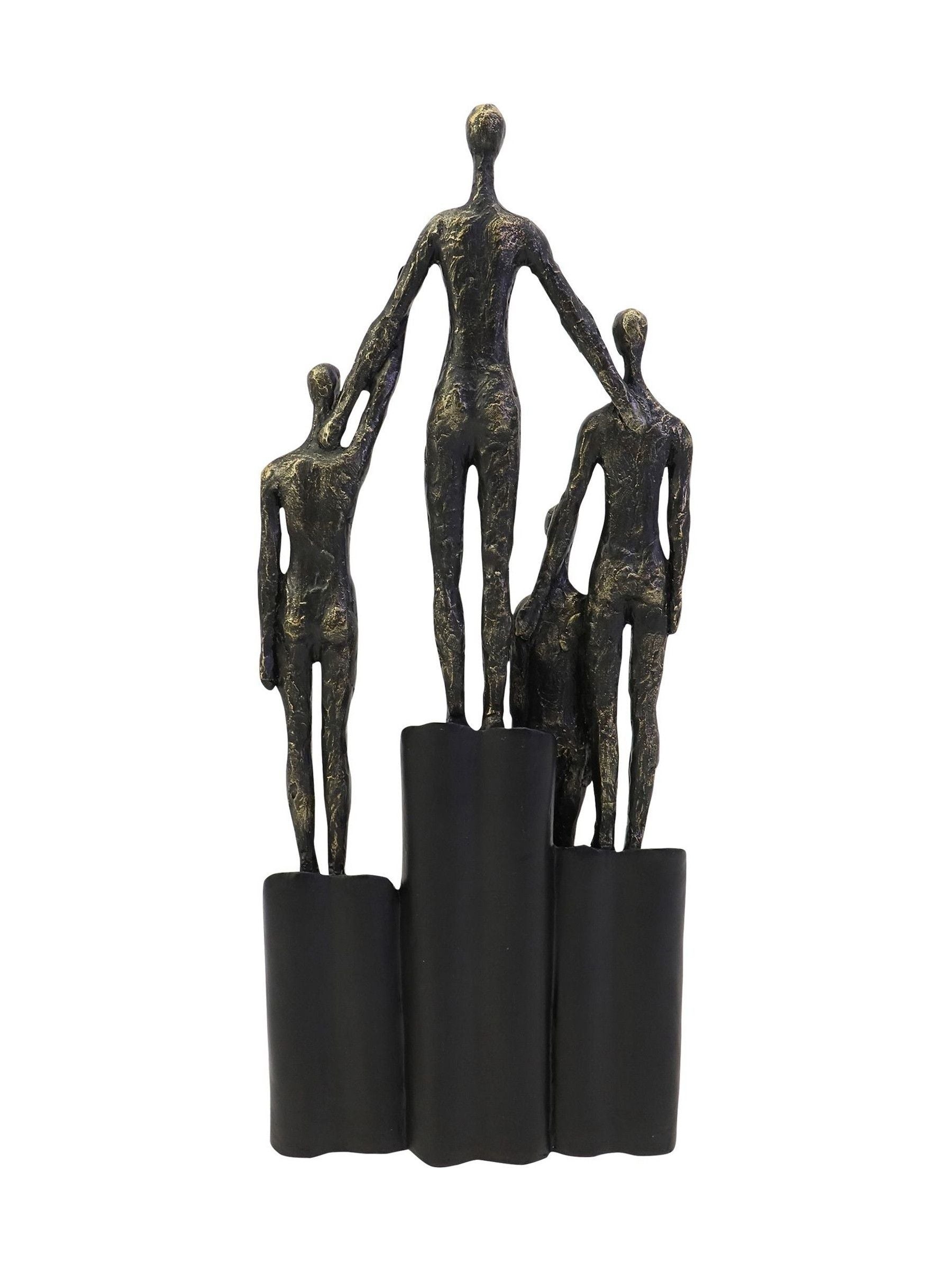 Libra Interiors bronze abstract family sculpture on hearts plinth 41.5cm, UK version