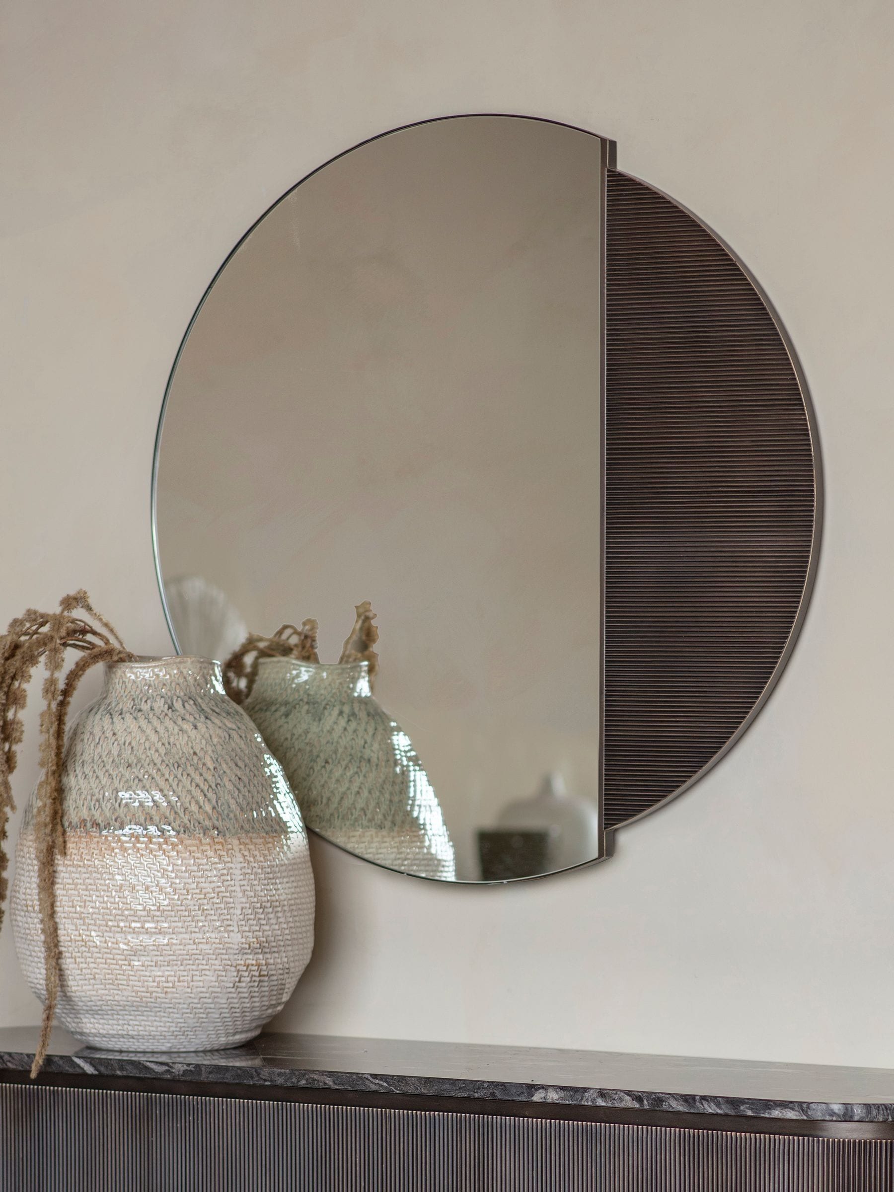Libra Interiors Black Belvedere wall mirror 90cm - British product