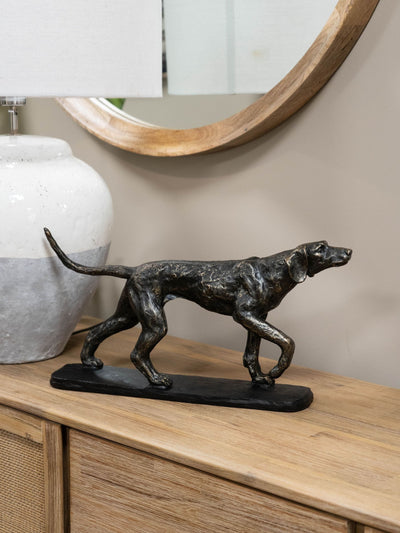 Libra Interiors Bronze Hunter Dog Sculpture