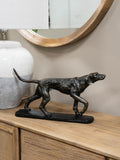 Libra Interiors bronze hunter dog sculpture with antique bronze coating, UK version