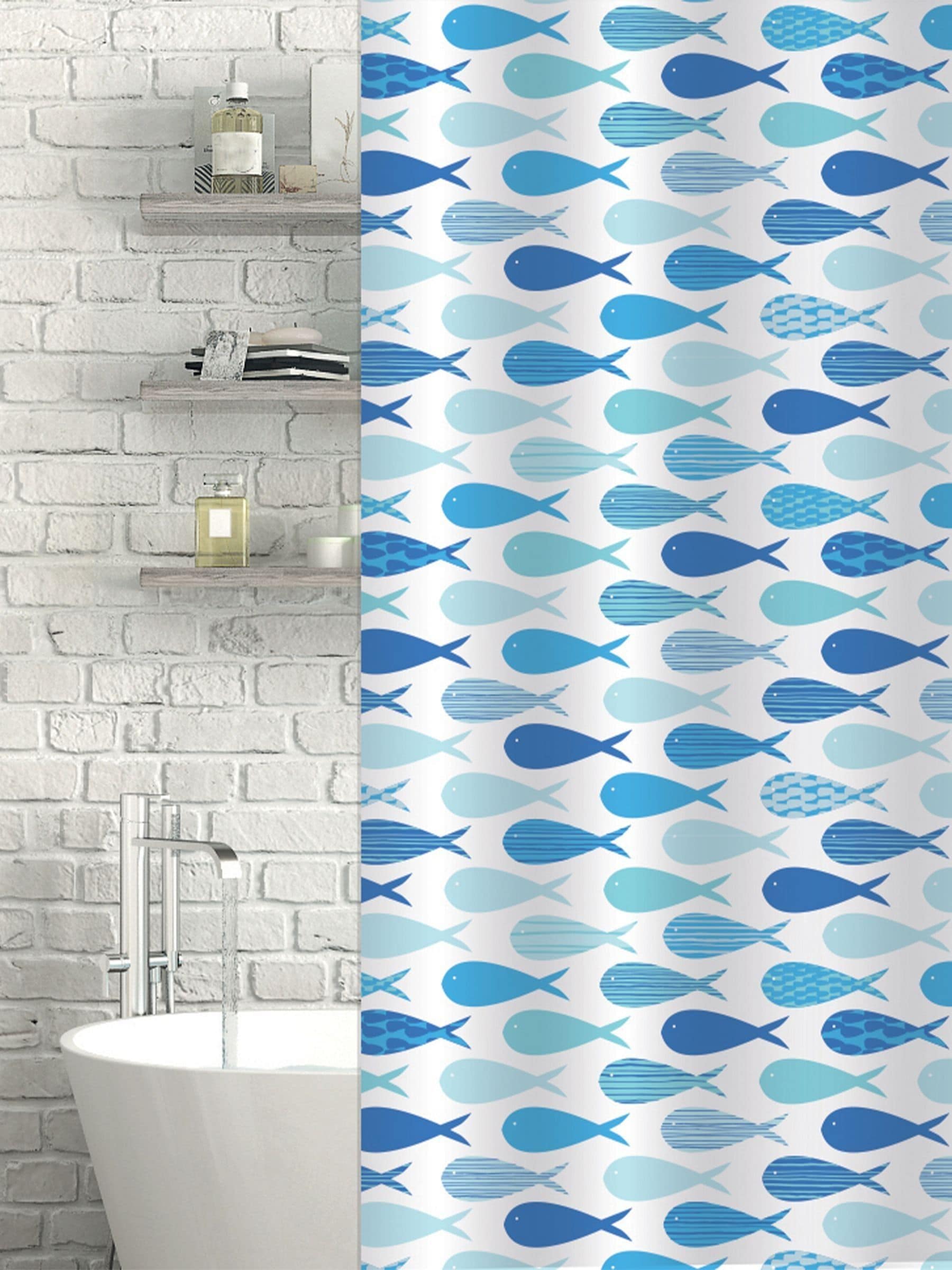 Showerdrape White Aquarium Shower Curtain