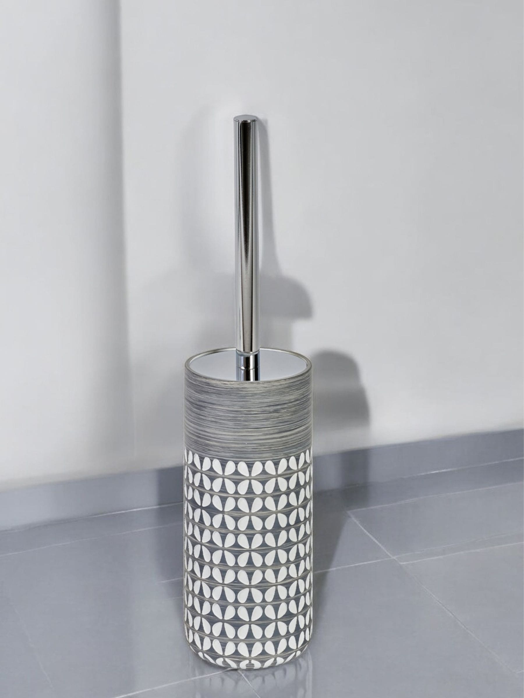 Showerdrape grey floral bathroom accessory set 4, imported from the UK
