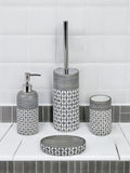 Showerdrape grey floral bathroom accessory set 4, imported from the UK