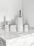 Showerdrape Bianco onyx bathroom accessories set 5-piece, imported from the UK