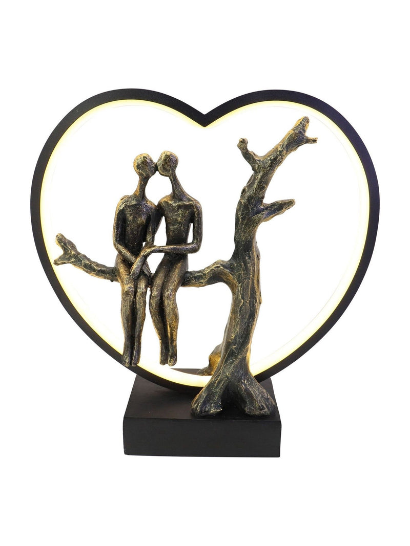 Libra Interiors bronze lovers on branch LED light sculpture 32cm, UK version