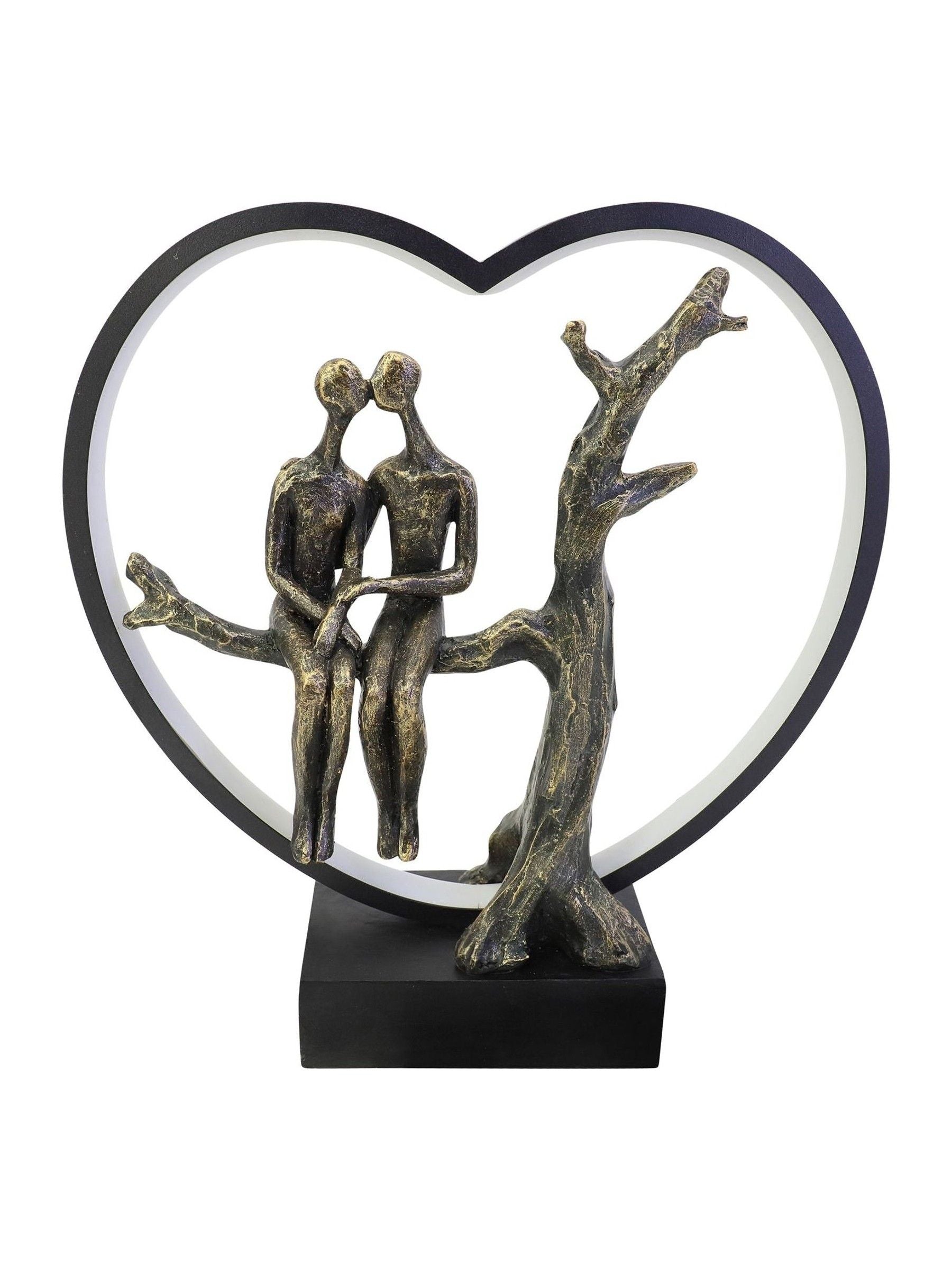 Libra Interiors bronze lovers on branch LED light sculpture 32cm, UK version