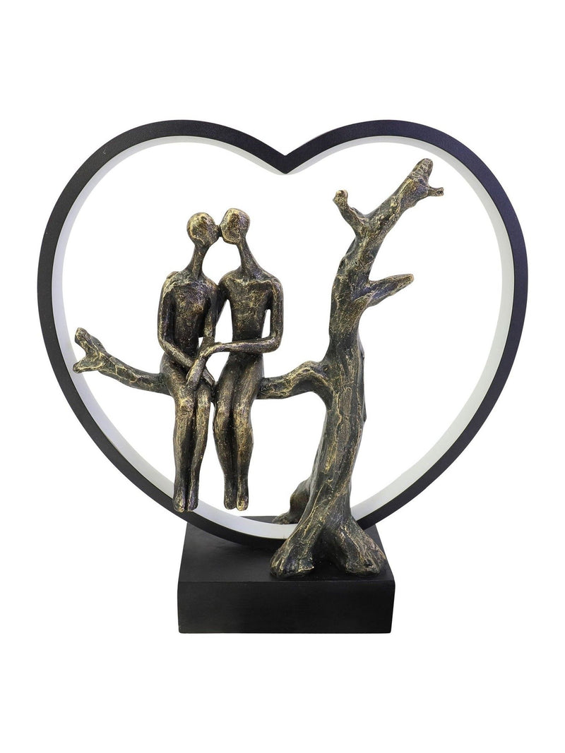 Libra Interiors bronze lovers on branch LED light sculpture 32cm, UK version