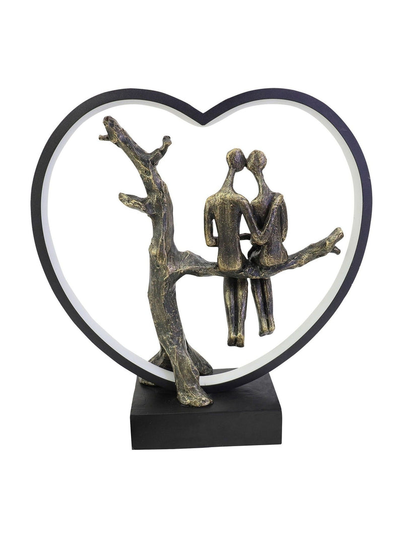 Libra Interiors bronze lovers on branch LED light sculpture 32cm, UK version