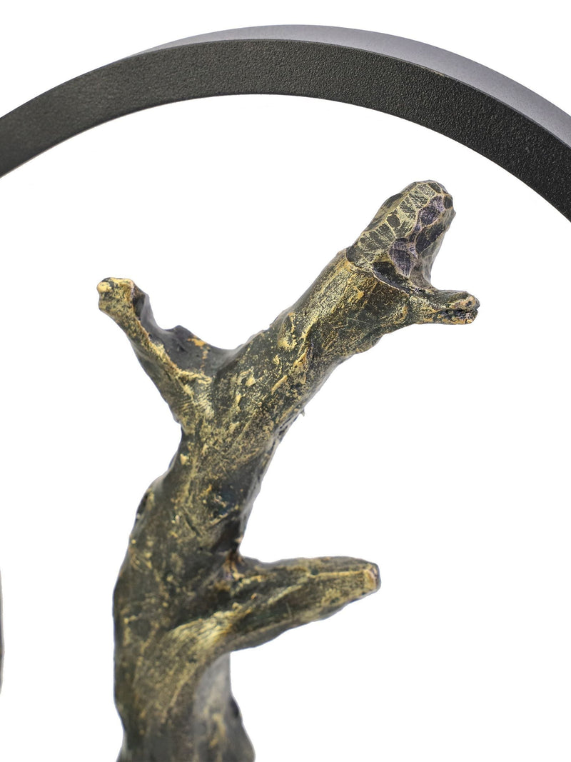 Libra Interiors bronze lovers on branch LED light sculpture 32cm, UK version