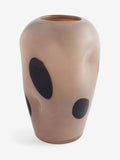 Brown spot swirl glass vase 27.5cm tall, British product