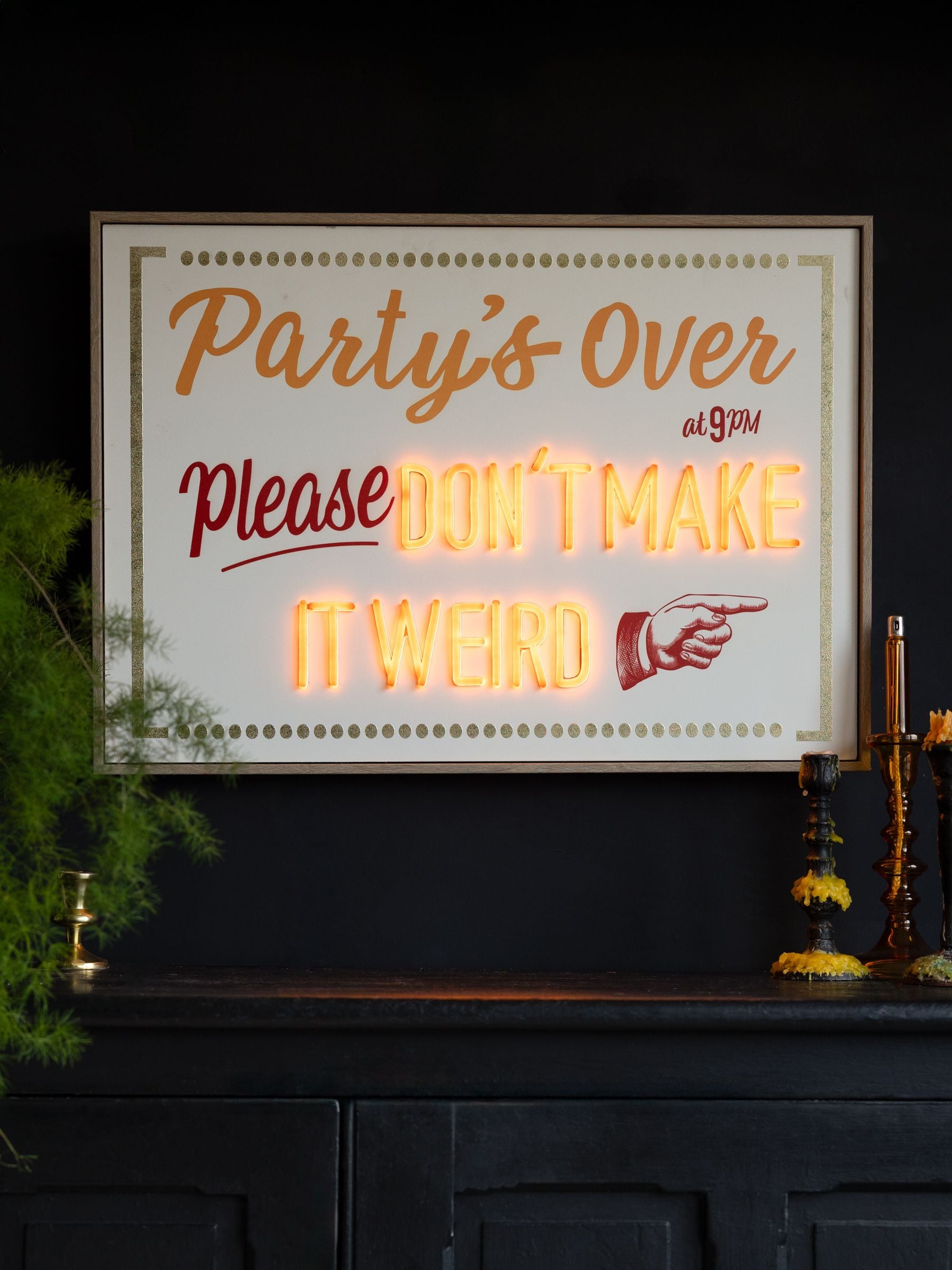 Rockett St George Party's Over light up wall art 50x70cm (British brand)