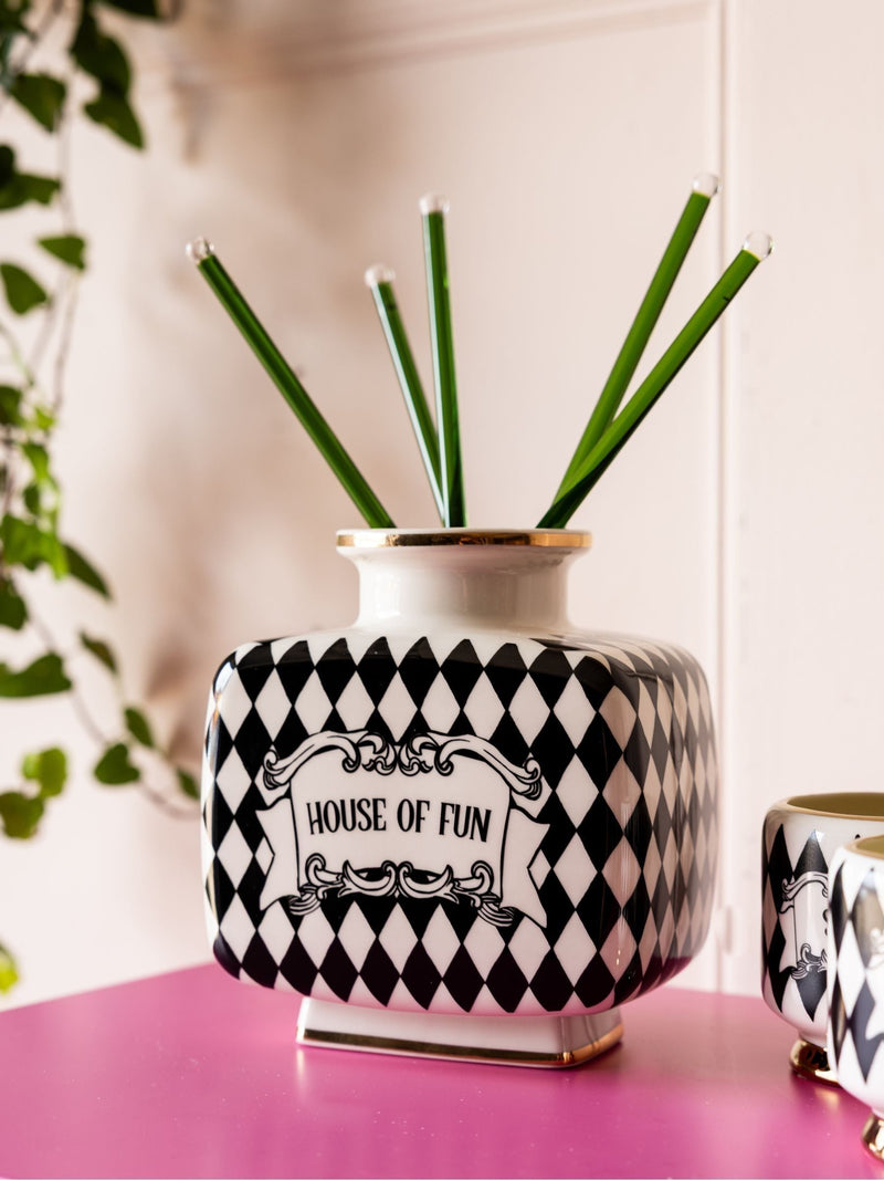 Rockett St George black white harlequin vase 16cm, imported from the UK