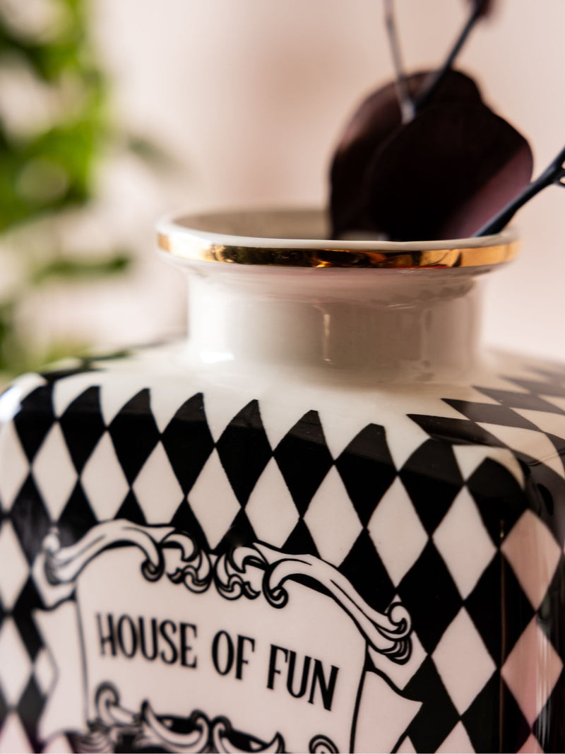 Rockett St George black white harlequin vase 16cm, imported from the UK