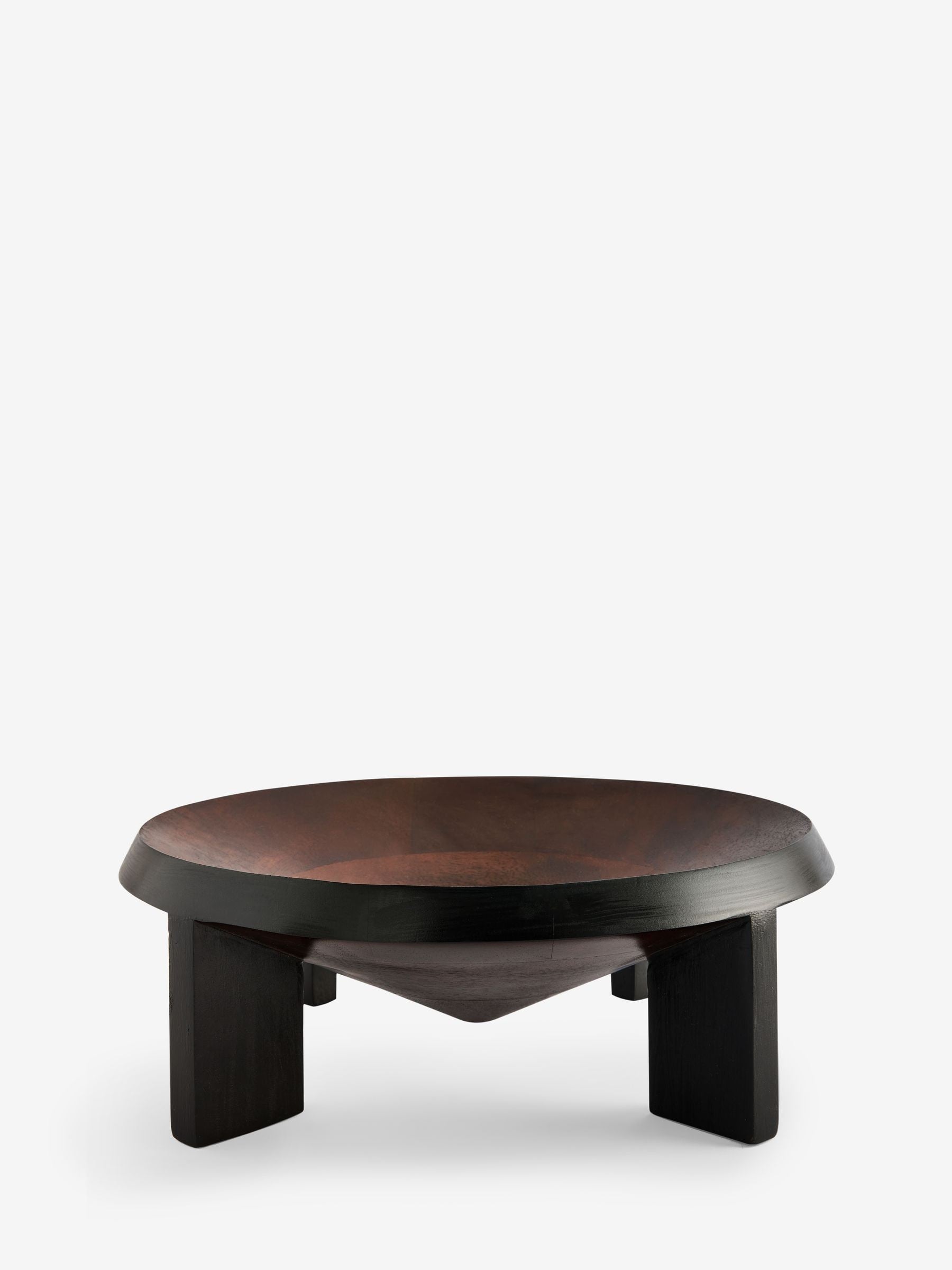 Dark brown mango wood footed bowl, imported from the UK