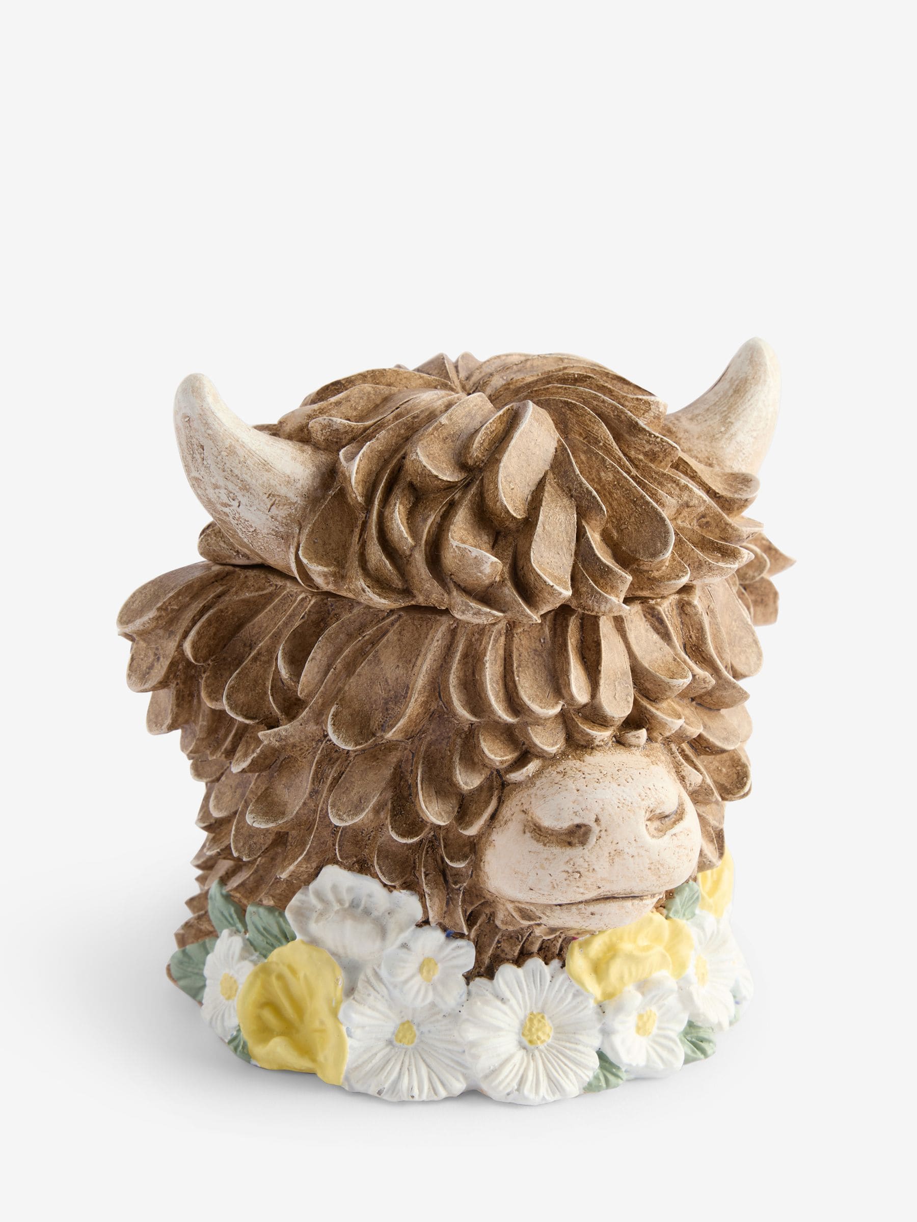 Natural Hamish Highland Cow Trinket Pot 13cm, imported from the UK