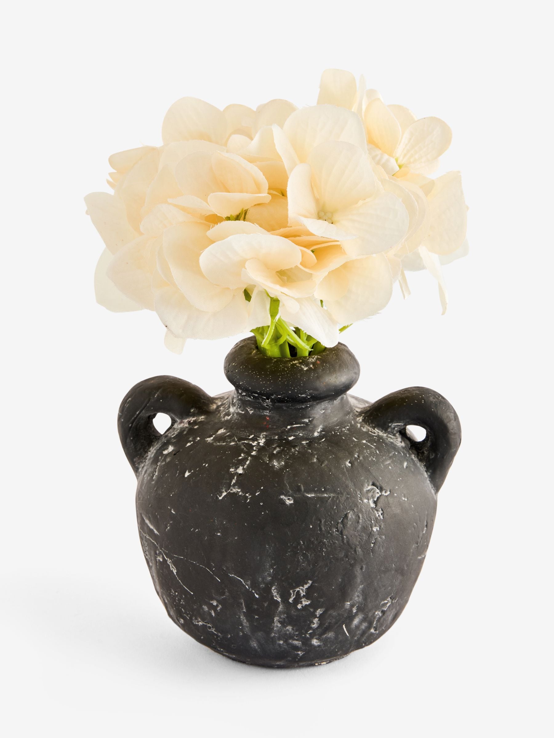 Artificial cream hydrangea in black pot 20cm - British product