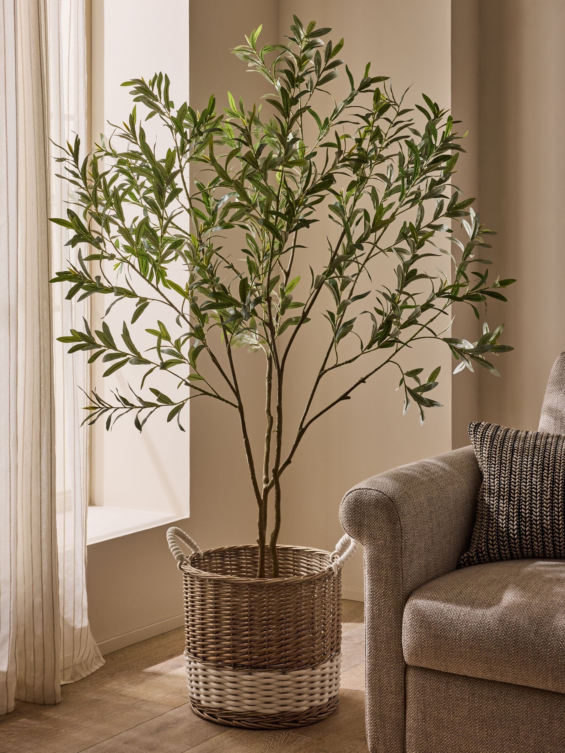 6ft artificial olive tree with realistic green foliage, imported from the UK