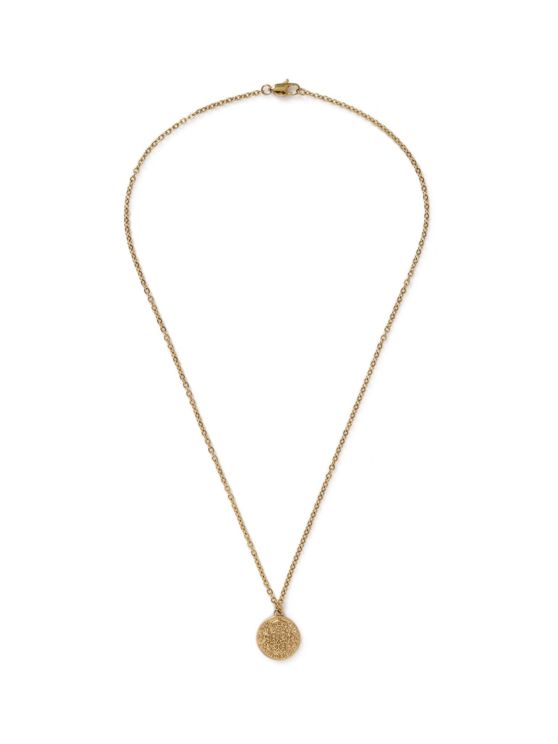 DCK mens gold tone stainless steel coin necklace - British product