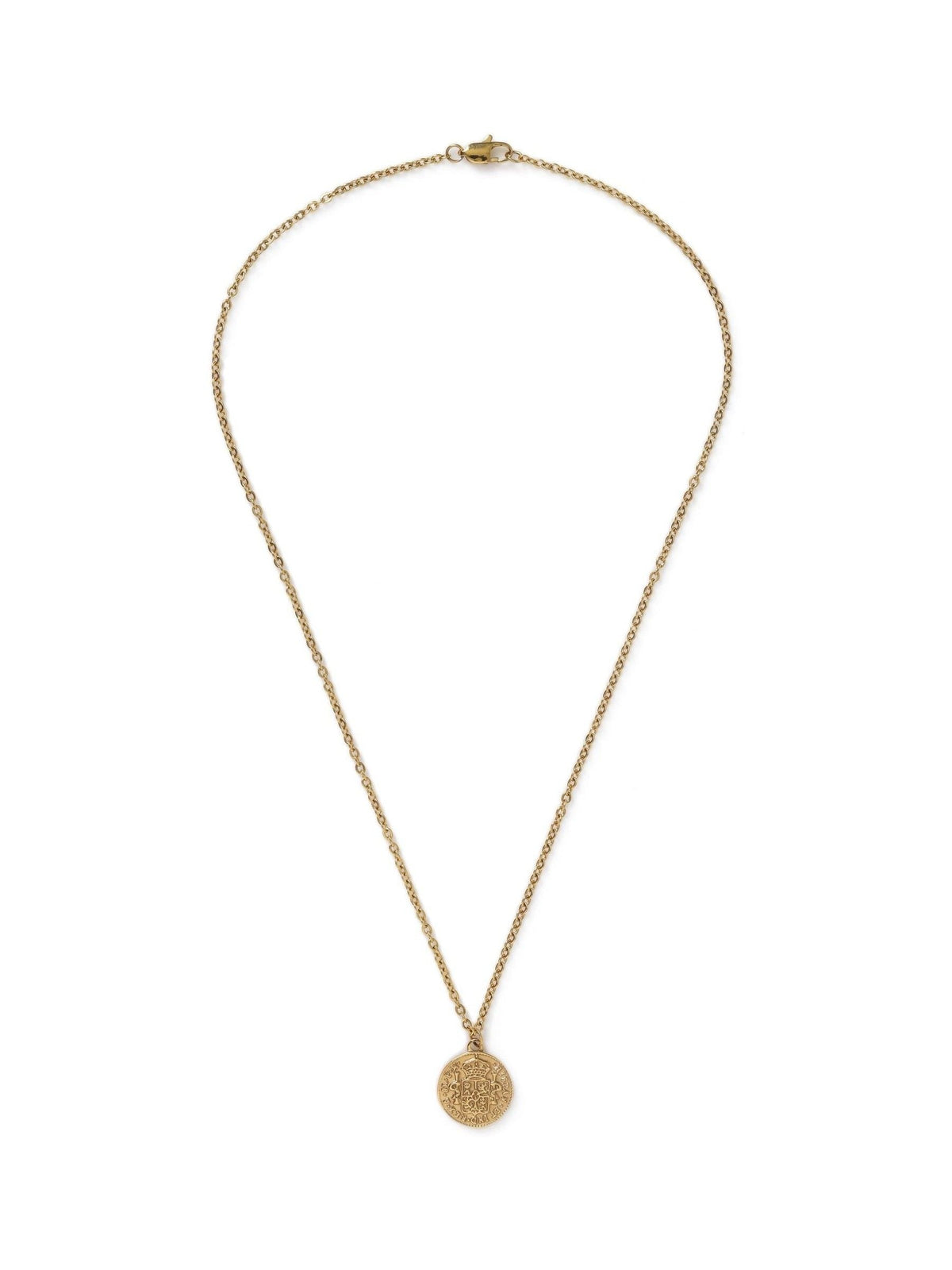 DCK mens gold tone stainless steel coin necklace - British product