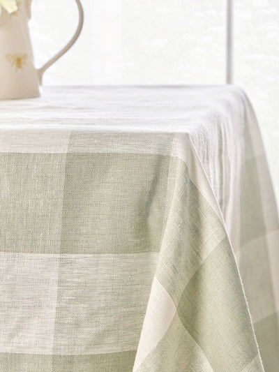 Sophie Allport Sage Green Gingham Linen Tablecloth