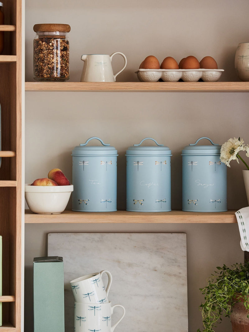 Sophie Allport teal blue dragonfly storage tins set of 3 (British brand)