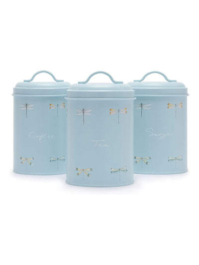 Next Sophie Allport Teal Blue Dragonfly Storage Tins for Tea, Coffee & Sugar Set of 3- Buy online at McGrocer