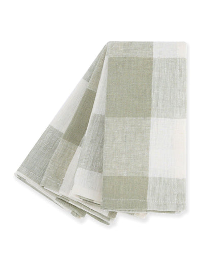 Serviette en lin vichy vert sauge Sophie Allport, lot de 4
