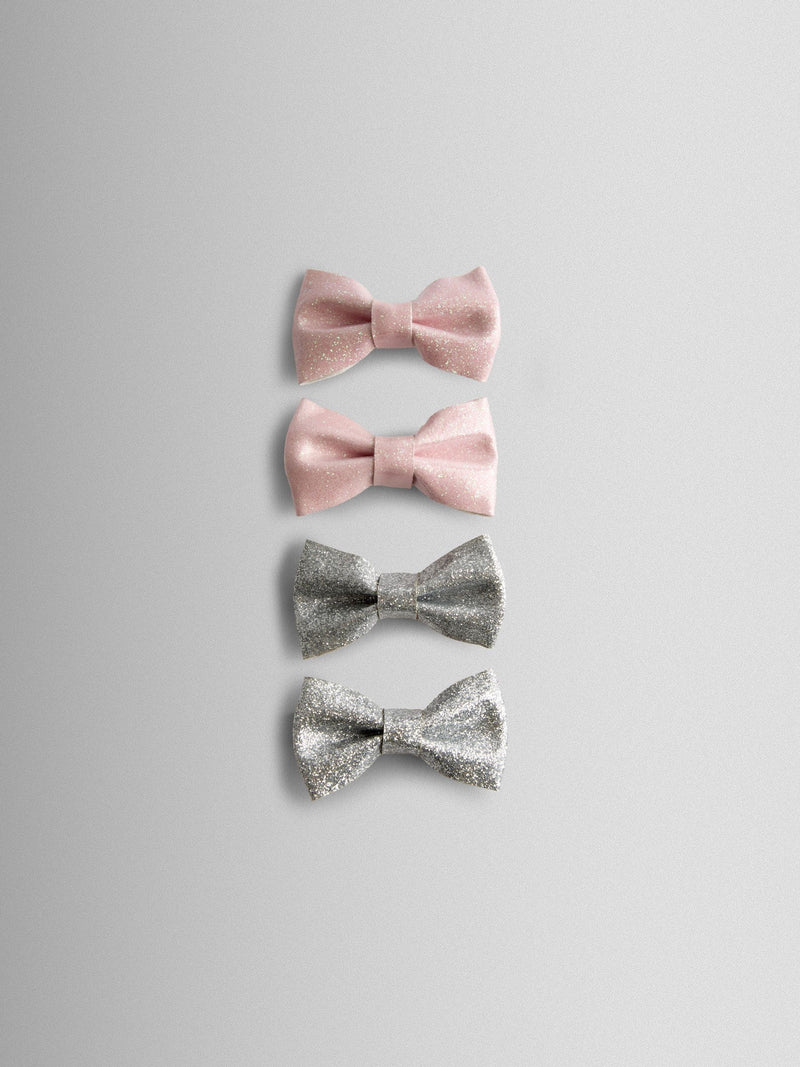 JoJo Maman Bébé glitter bow clips 4-pack, imported from the UK