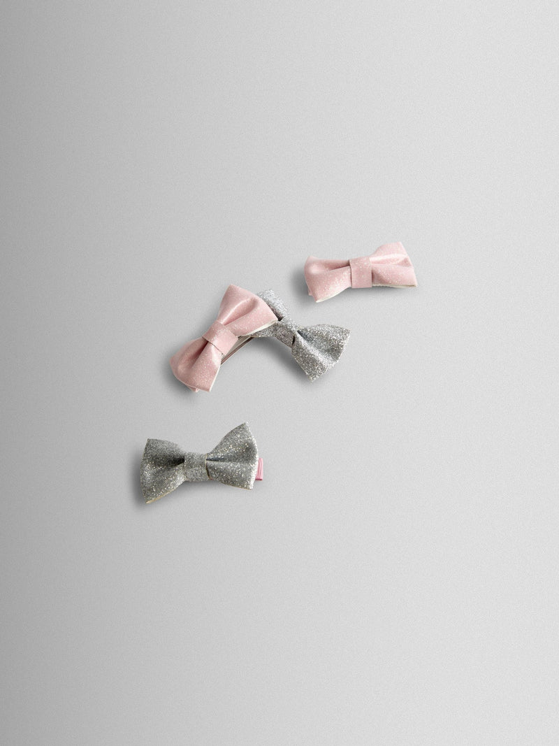 JoJo Maman Bébé glitter bow clips 4-pack, imported from the UK