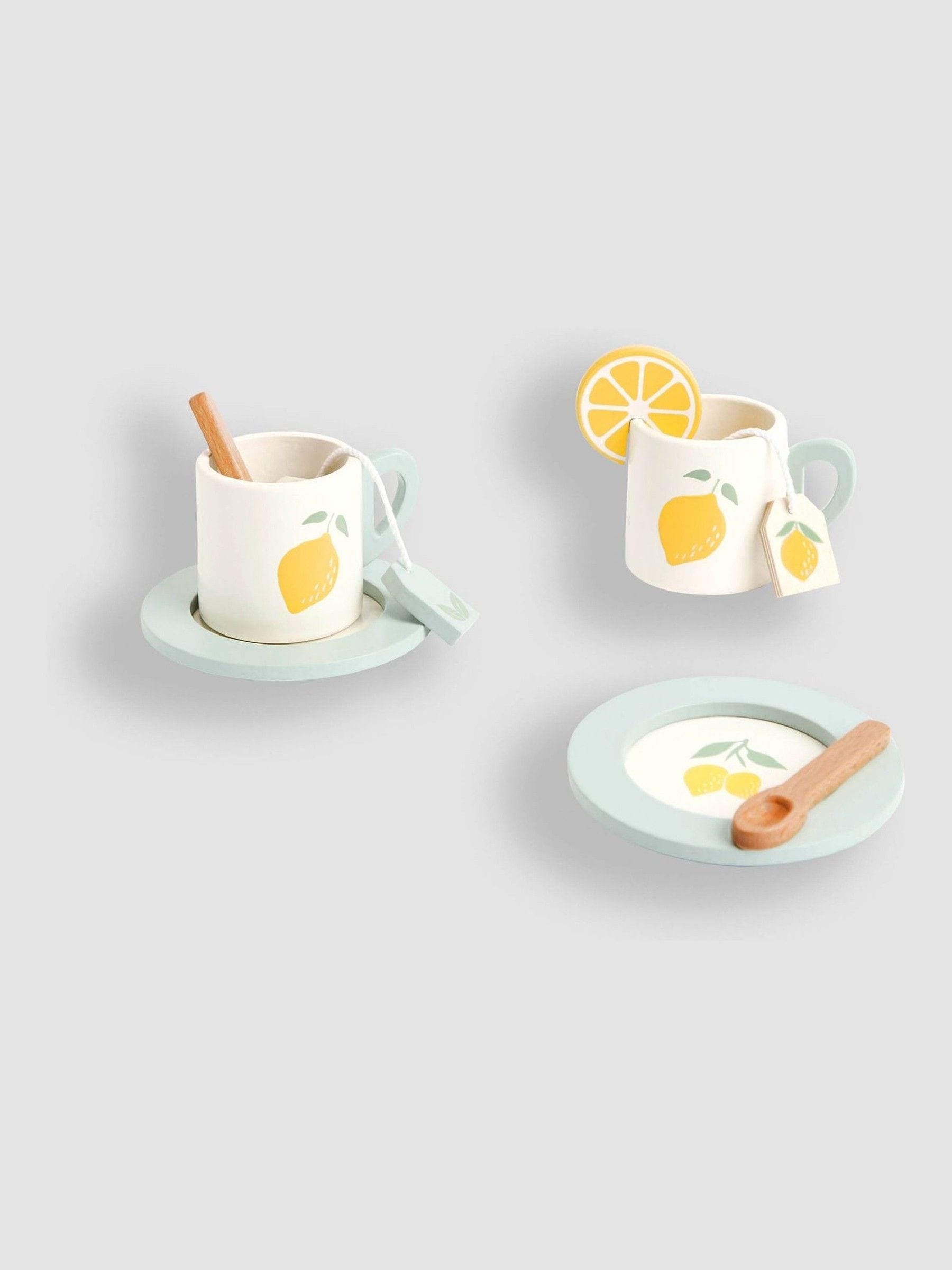 JoJo Maman Bébé wooden toy kettle and tea cups - British product