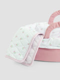 JoJo Maman Bébé pink cord doll carry cot, imported from the UK