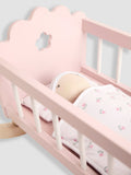 JoJo Maman Bébé pink wooden baby doll cradle (British brand)