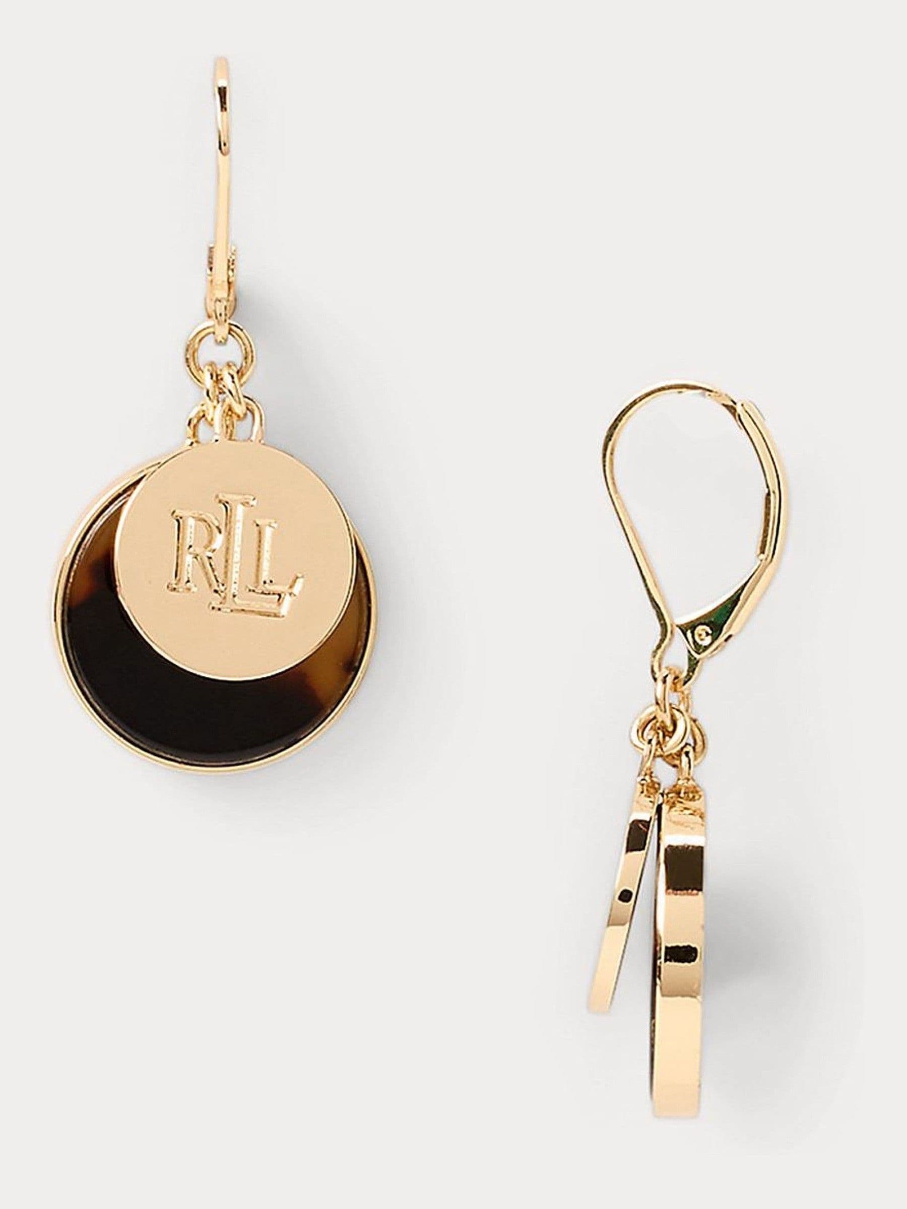 Lauren Ralph Lauren gold tone walton tort coin drop earrings, UK version