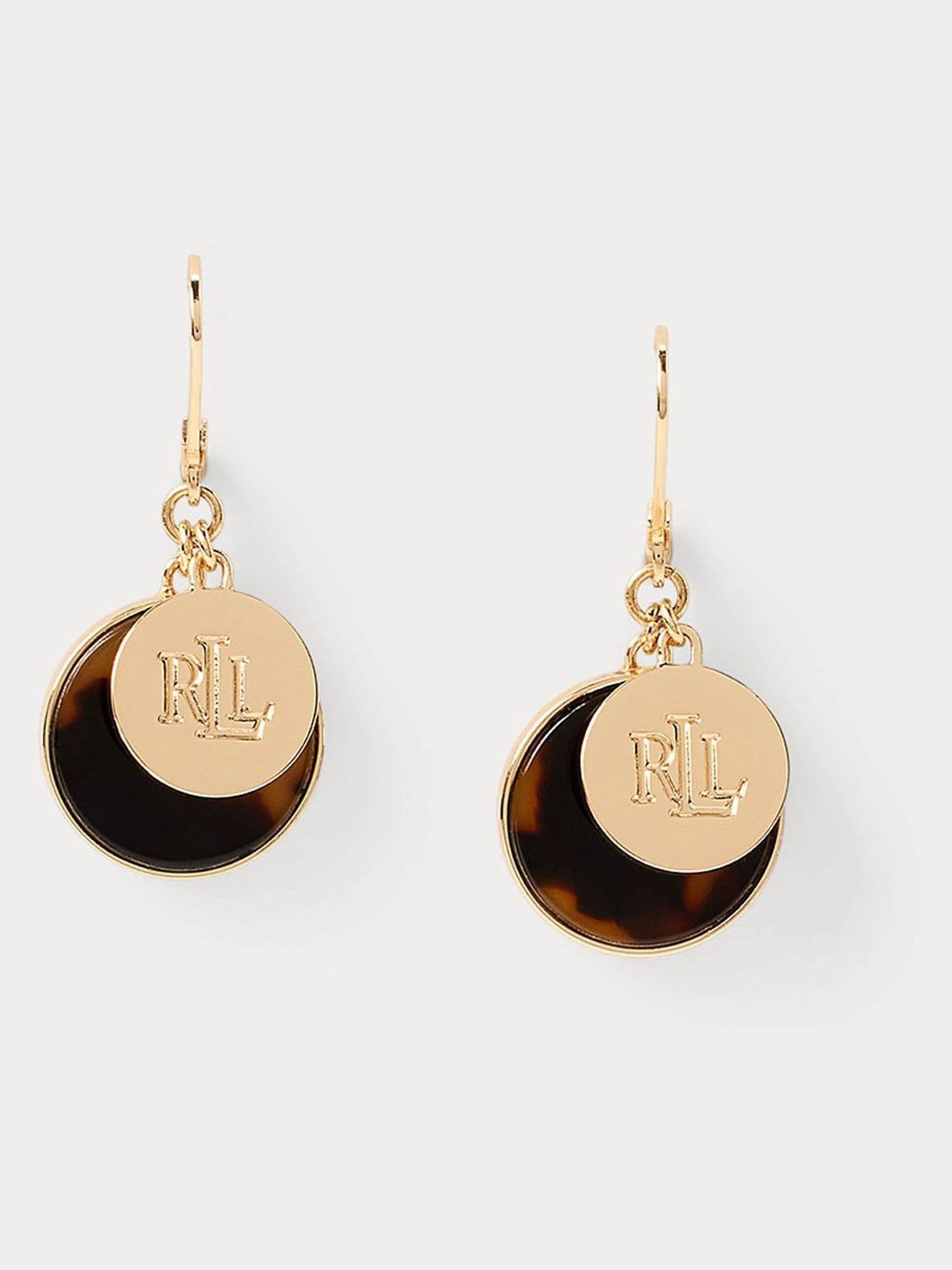 Lauren Ralph Lauren gold tone walton tort coin drop earrings, UK version
