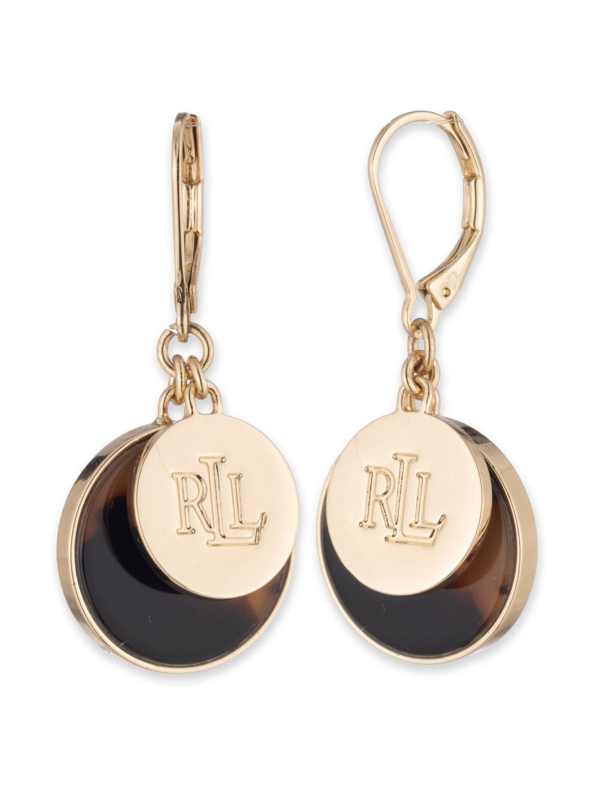 Lauren Ralph Lauren gold tone walton tort coin drop earrings, UK version