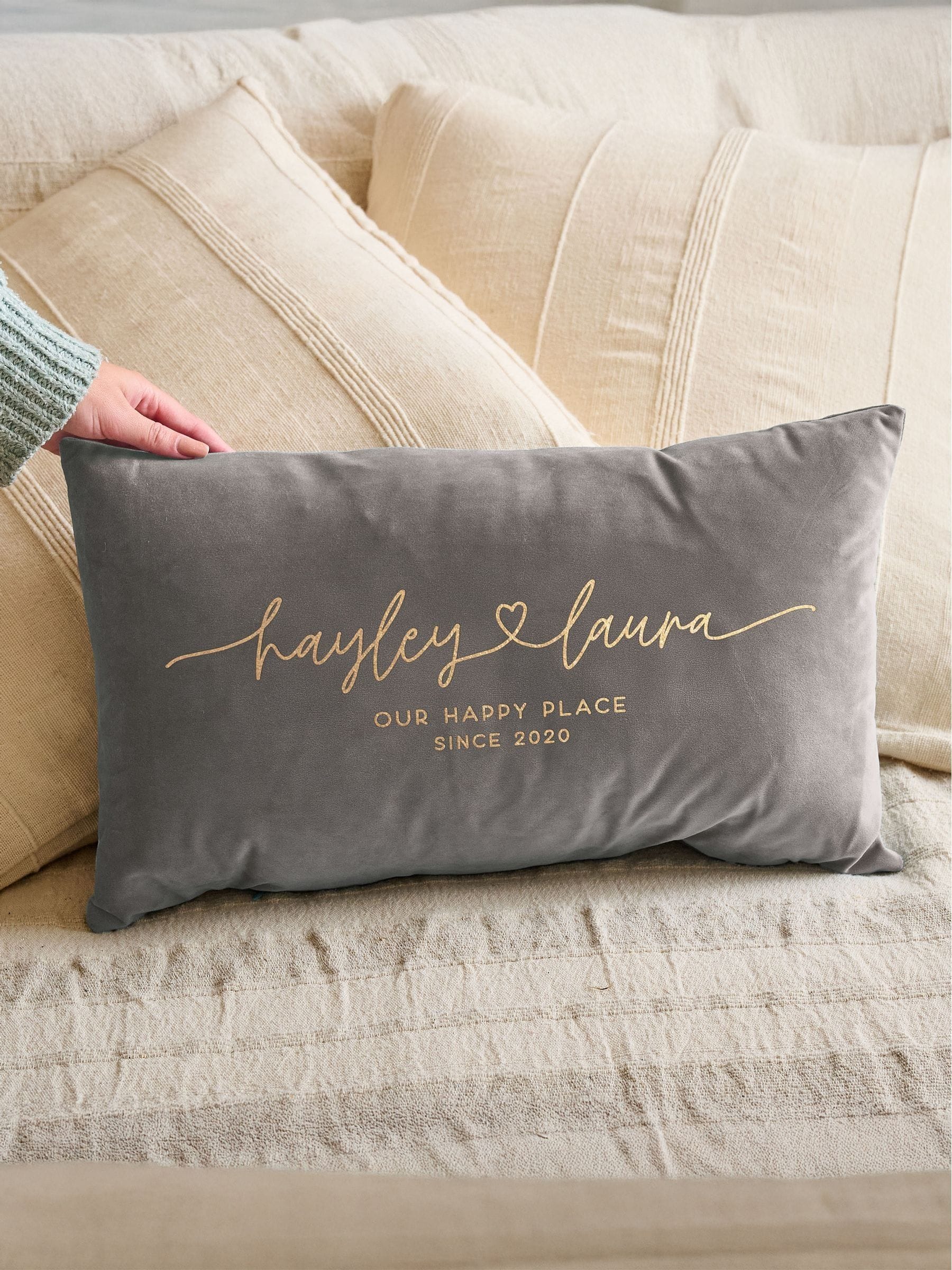 No Ordinary Gift personalised velvet cushion 50x30cm, UK version