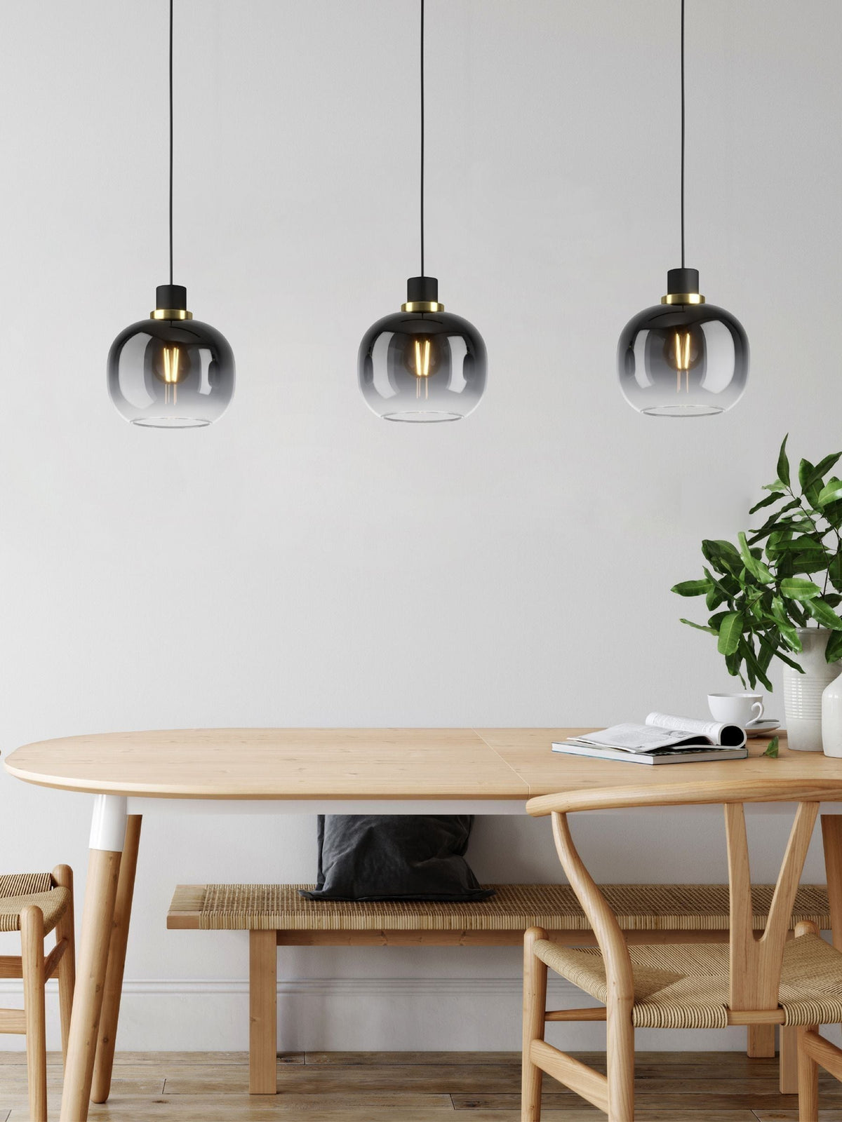 Eglo OILELLA linear glass pendant ceiling light, UK version