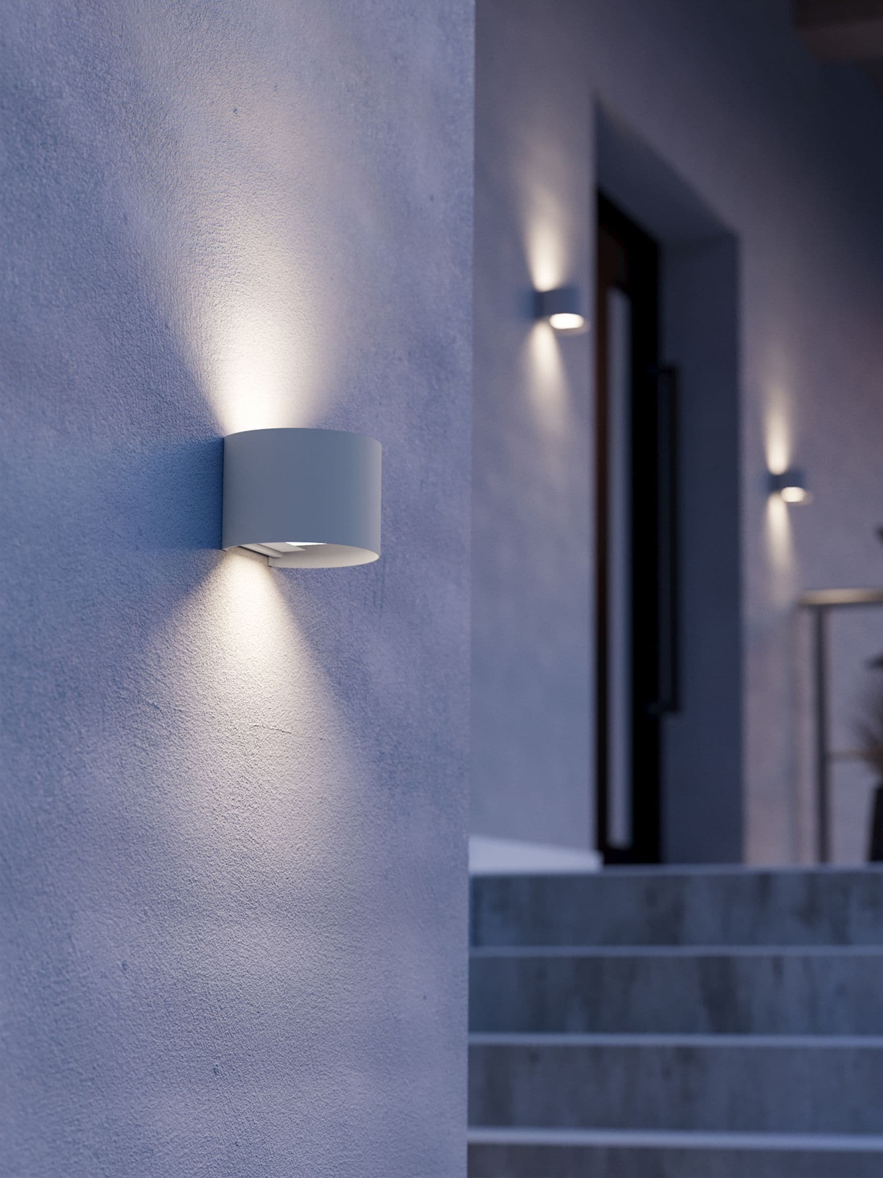 Eglo CALPINO 3 outdoor wall light white aluminium, imported from the UK