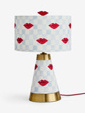 Eleanor Bowmer table lamp blue cream check lips 45cm - British product