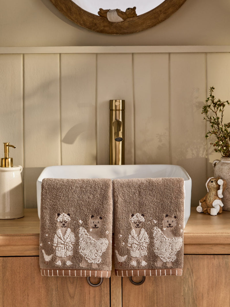 Bertie Bear face cloths set of 2 natural 30cm - British product