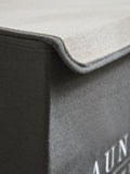 Sage green laundry sorter basket with embroidered detail - British product