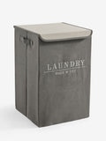 Sage green laundry sorter basket with embroidered detail - British product
