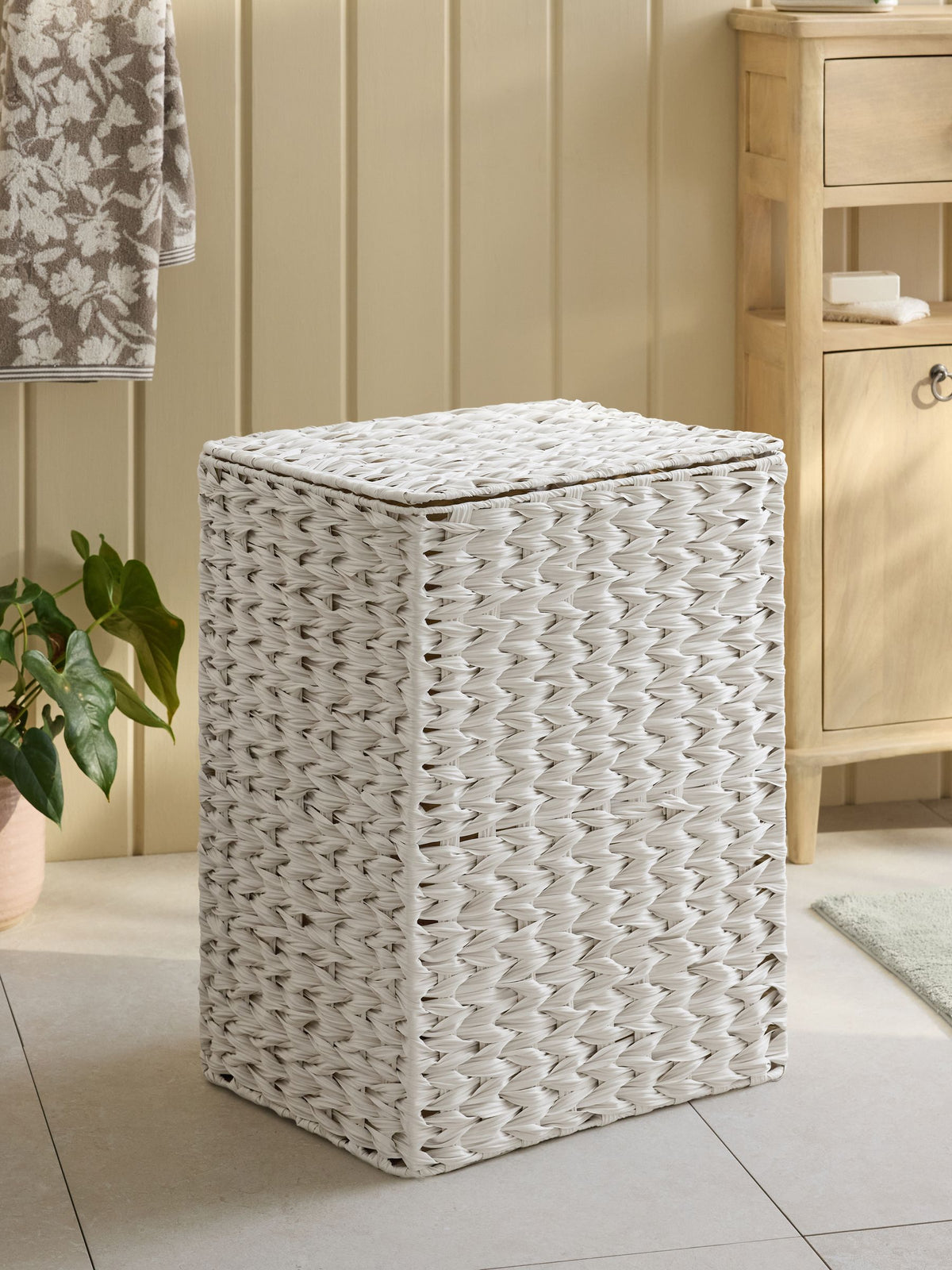 Cream Hepworth Wicker Effect Hamper Laundry